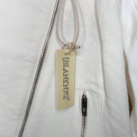 Blank NYC White Mesh Panel Moto Jacket Medium NWT - Picture 3 of 8